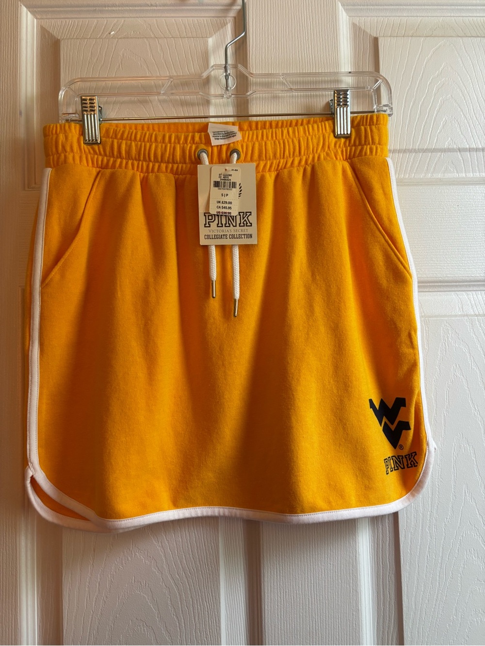 PINK Victoria's Secret Yellow Mini Skirt with White Trim
